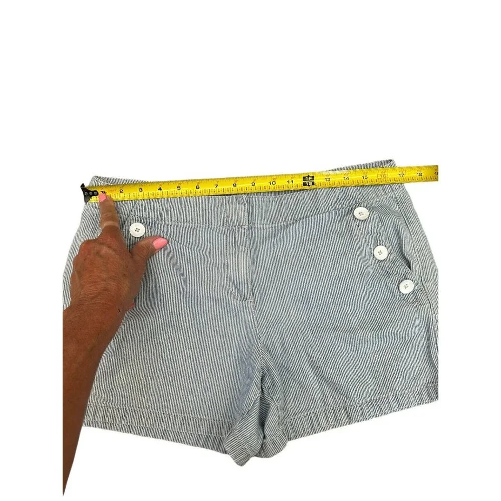 LOFT Shorts Womens 2 Blue/White Striped Shorts